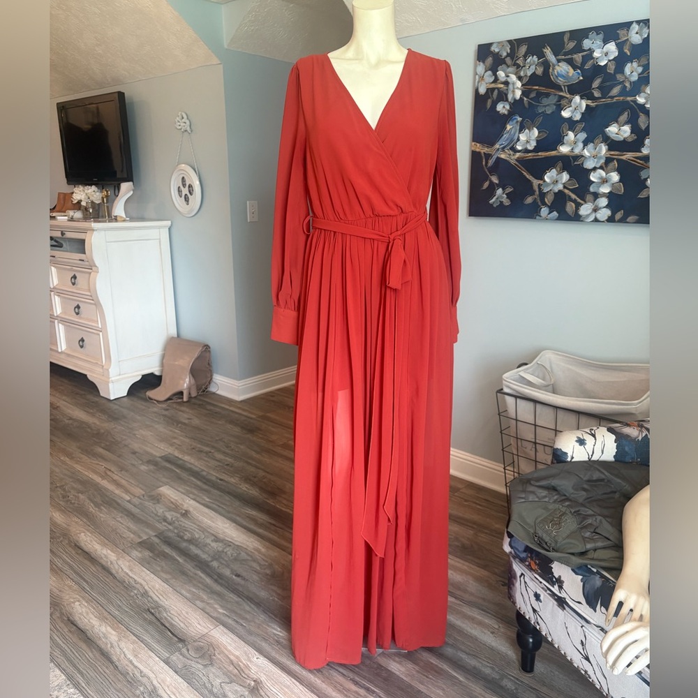 Baltic Born Long Sleeve Red Maxi Wrap Dress
